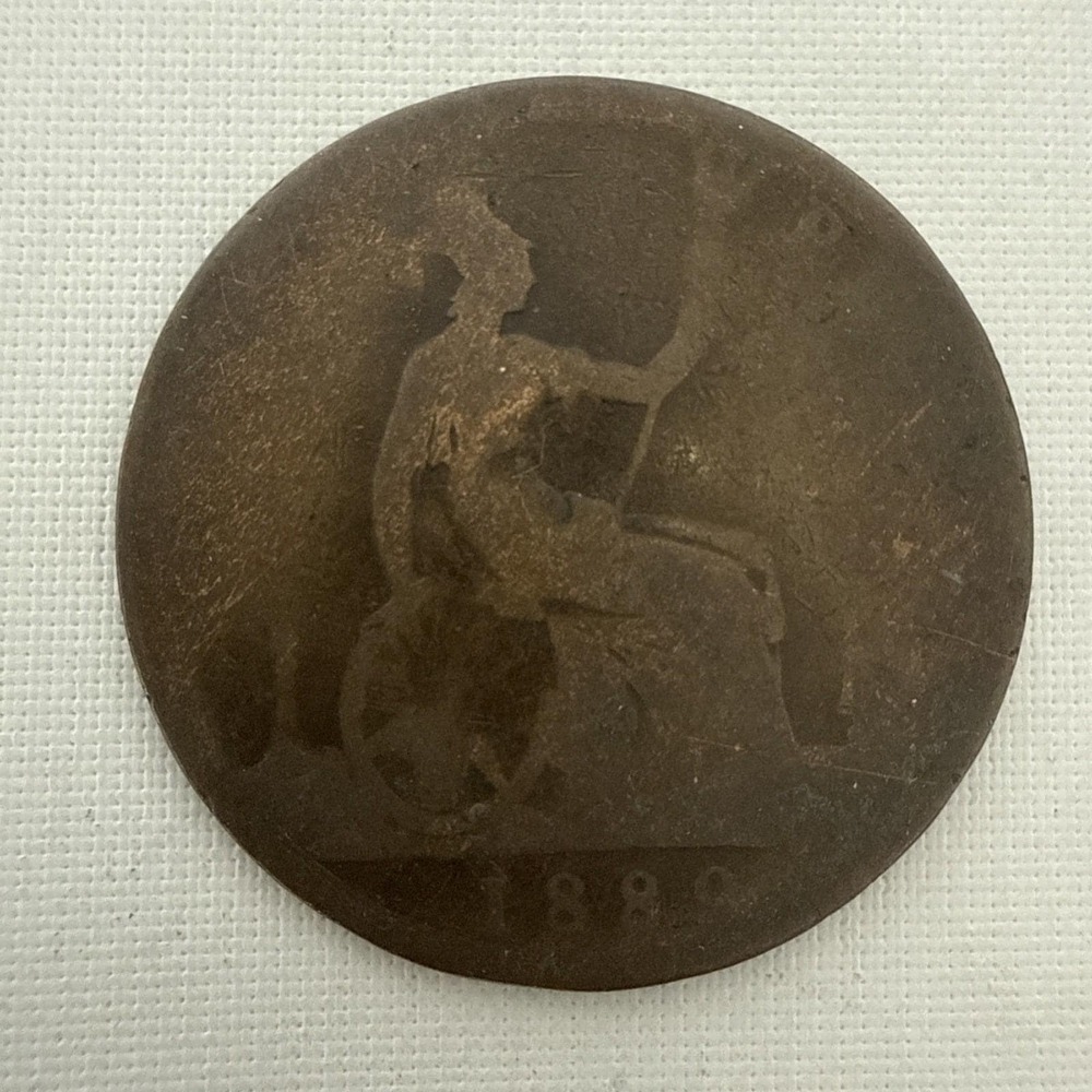 1889 VICTORIA D:G: BRITT REG: F:D:‎ One Penny Coin - Picture 2 of 2